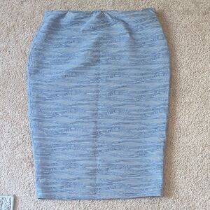 Chic Blue Patterned Pencil Skirt